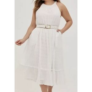 Torrid White Halter Sundress Midi